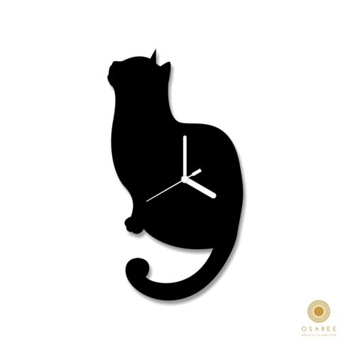 500x500 Staring Cat Funny Actions Silhouette Animal Design Wall Clock