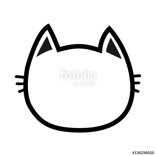 500x500 Black Cat Head Face Contour Silhouette Icon. Line Pictogram. Cute