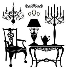 236x248 Antique Furniture Black And White Silhouette Funniture