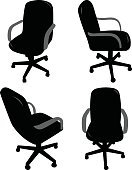 132x170 Office Chair Silhouettes Stock Vectors