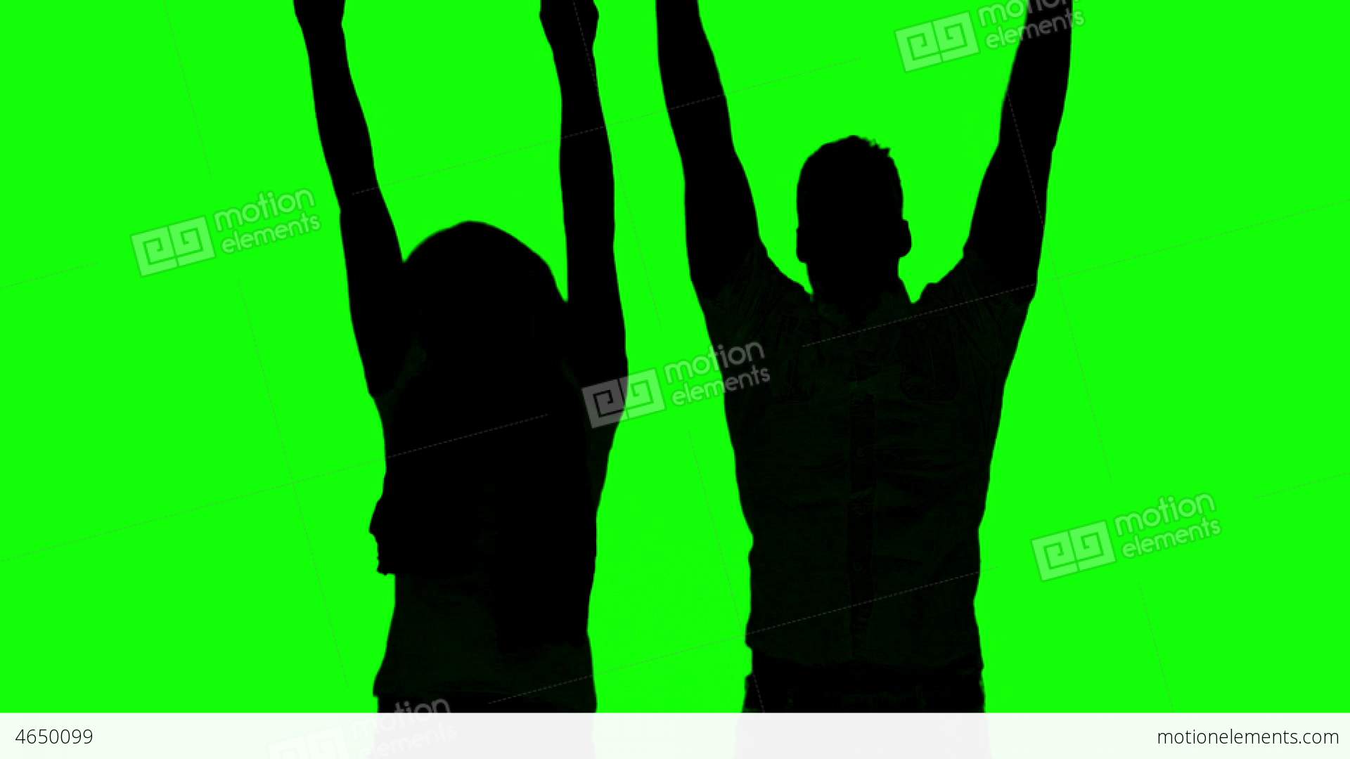 1920x1080 Silhouette Of Couple Jumping And Raising Arms On G Stock Video