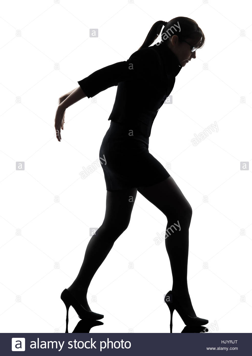 985x1390 One Business Woman Push G Silhouette Studio Isolated On White