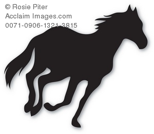 300x262 Silhouette Of A Wild Stallion Running Royalty Free Clip Art Image