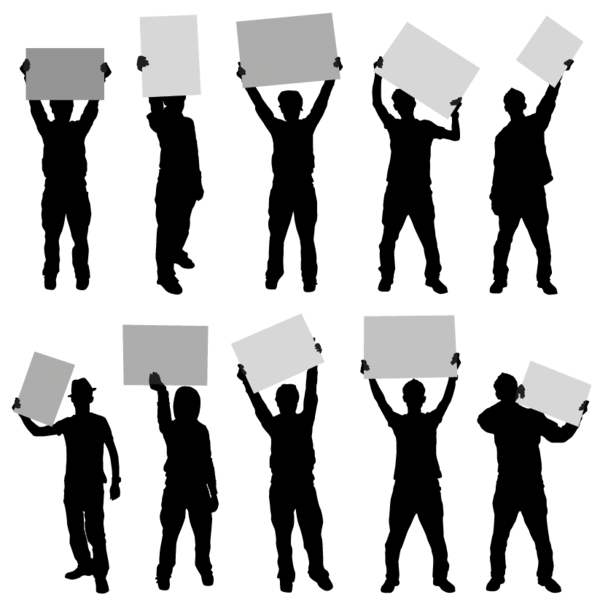 600x600 Silhouette Gang Holding Blank Signs (Psd) Official Psds