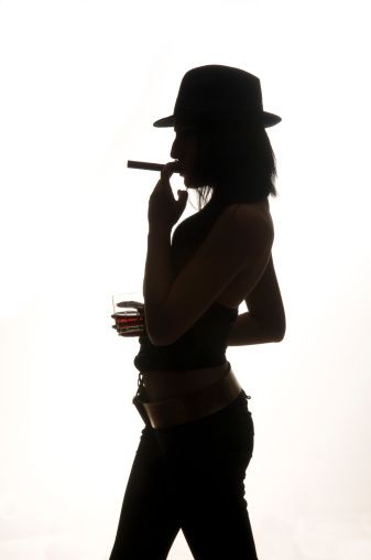 337x508 Gangster Woman Holding Cigarette Gangsters, Silhouette And Guns