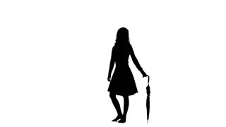 320x180 Girl Raises The Gun. Silhouette. White Stock Video Footage