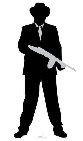 290x488 Gangster Tommy Gun Silhouette Cardboard Cutouts