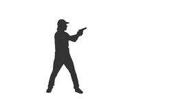 256x144 Silhouette Of An Aggressive Gangster Attacks A Man, Alpha Channel