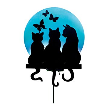 355x355 Collections Etc Solar Silhouette Trio Of Cats Garden