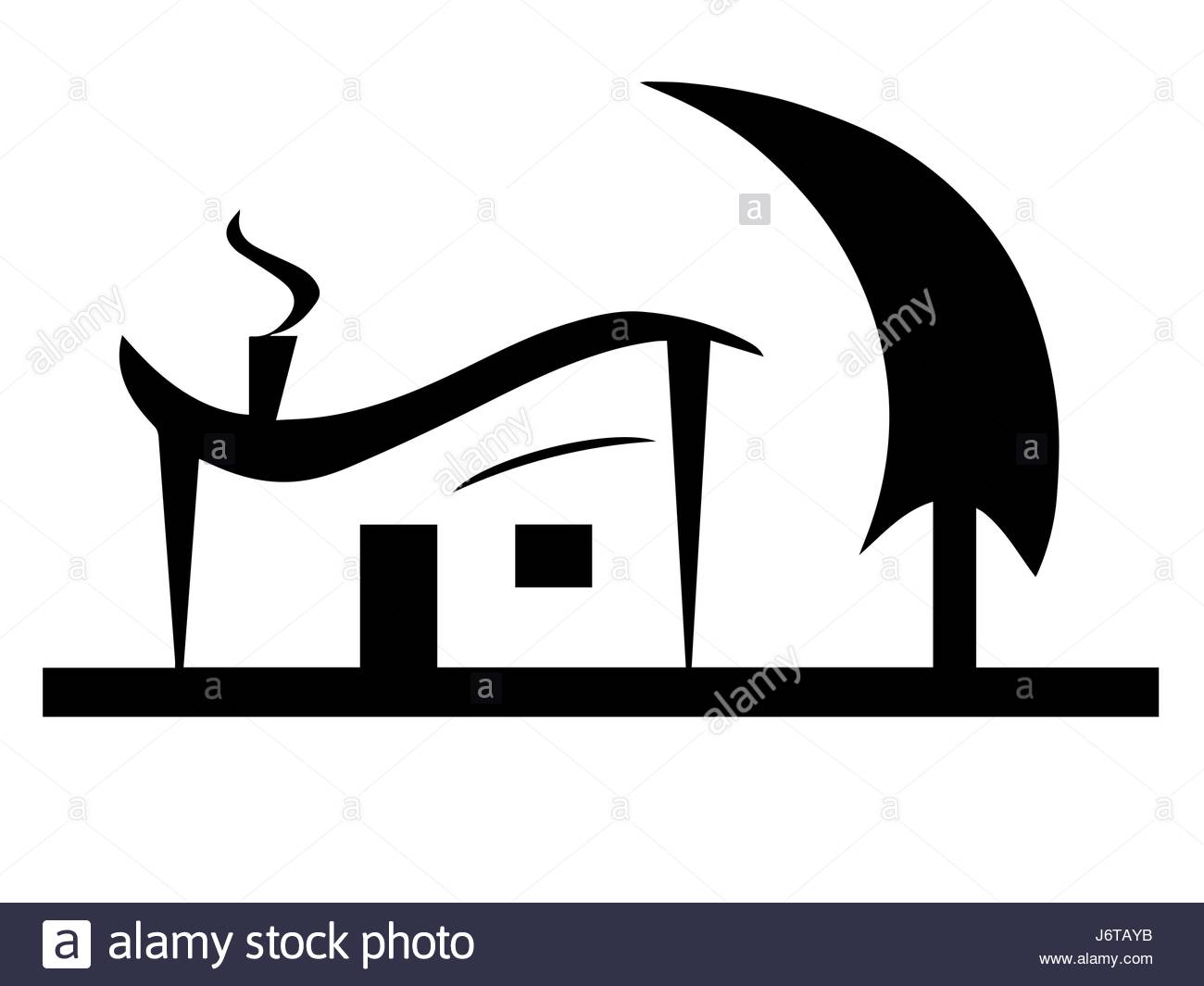 1300x1065 Black House Silhouette Vector With Tree Garden Stock Vector Art