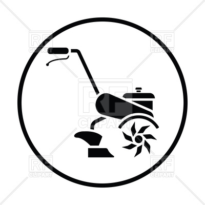 400x400 Thin Circle Design Of Garden Tiller Icon Royalty Free Vector Clip