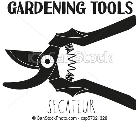 450x388 Black And White Secateur Silhouette. Garden Tool Vector Vector