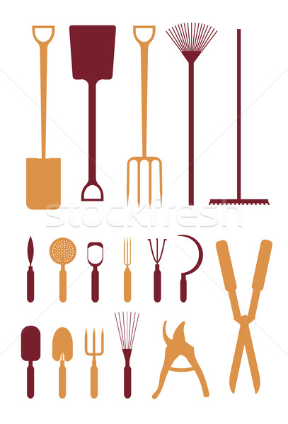 407x600 Gardening Tools Silhouette Icons. Vector Illustration Oksana