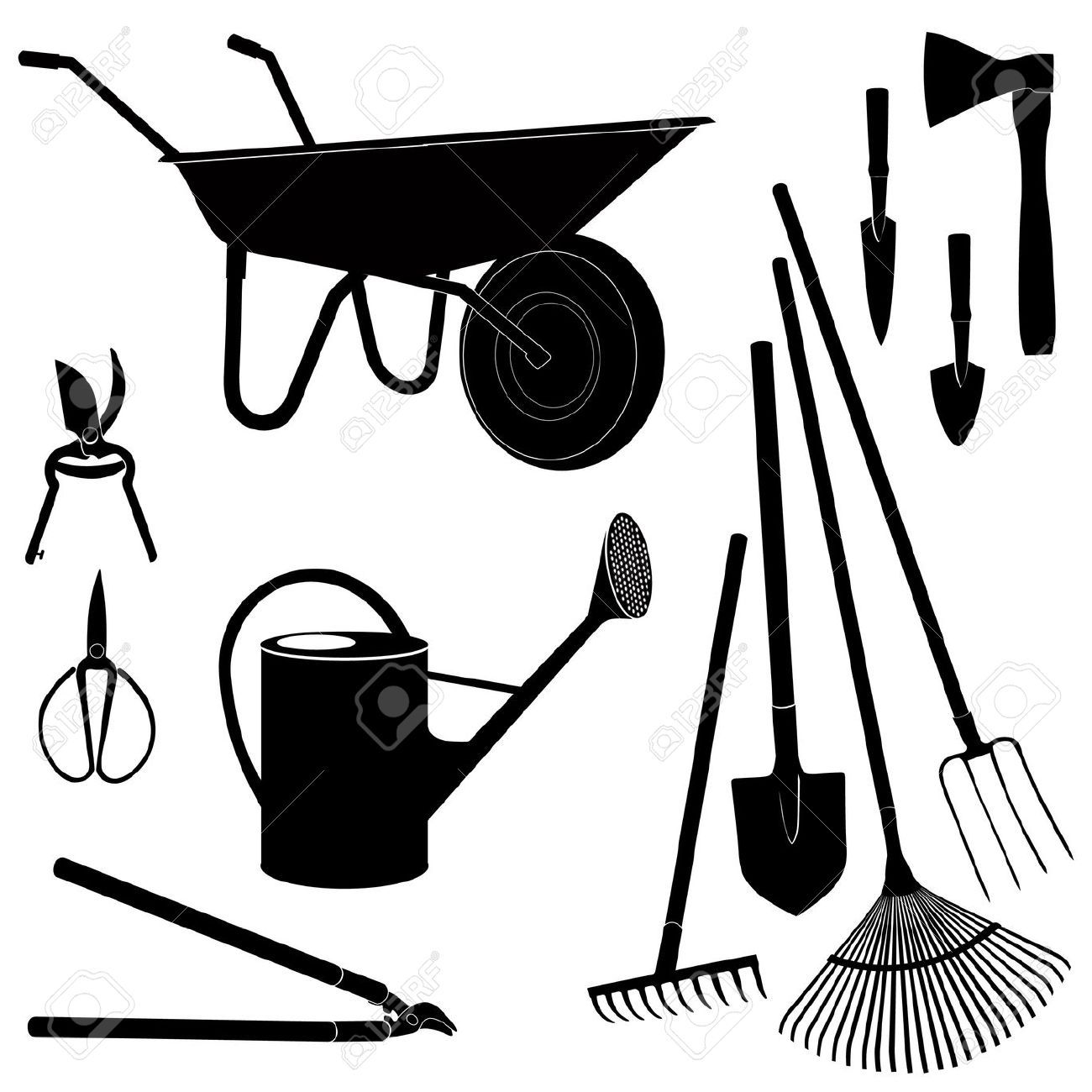 1300x1300 Gardening Tools Isolated On White Background Garden Equipment