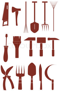 212x320 Set Black Isolated Tools Silhouette For House Repair And Garden