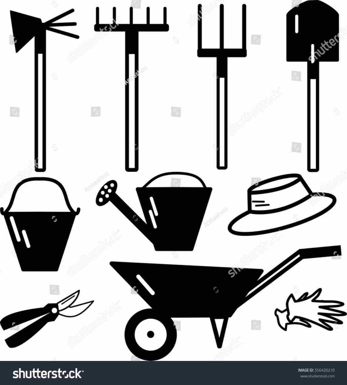 1140x1264 Vector Silhouette Silhouette Garden Tools Clip Art Set Stock