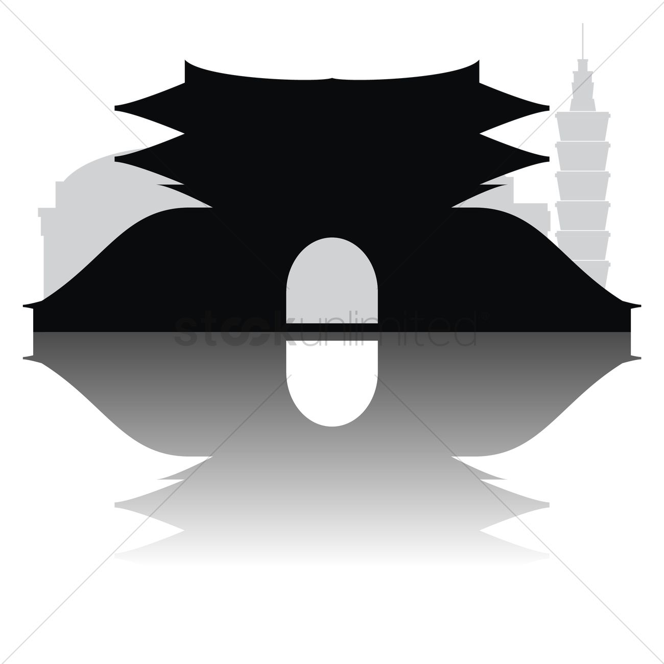 1300x1300 Namdaemun Gate Silhouette Vector Image