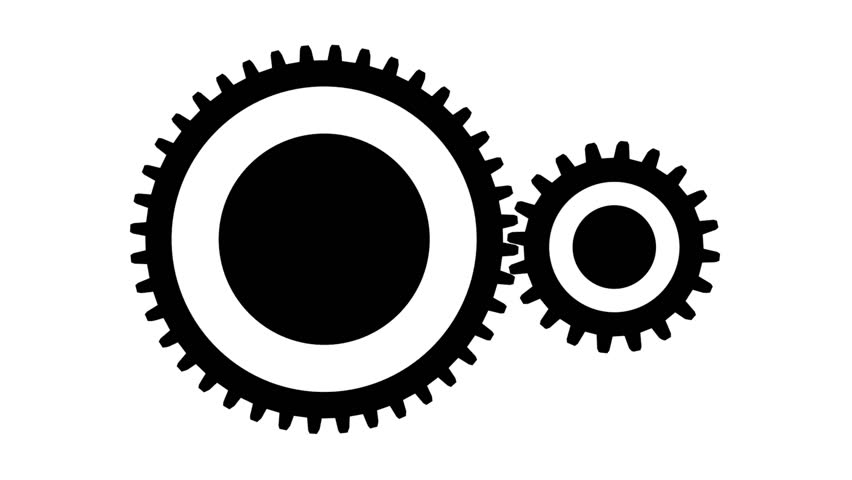 852x480 Silhouette Gears On A White Background, Seamless Loop Stock