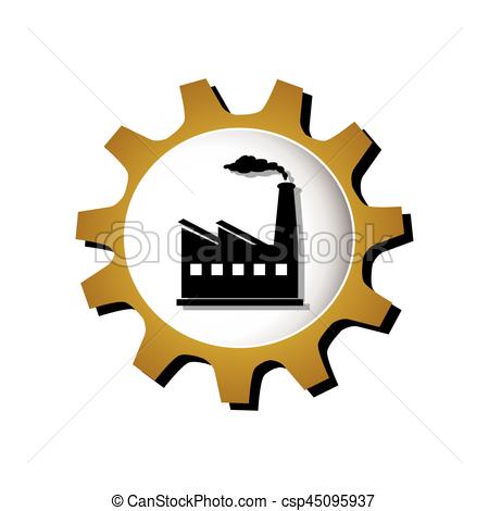 450x470 Gear Silhouette With Industry Icon Vector Illustration Vectors