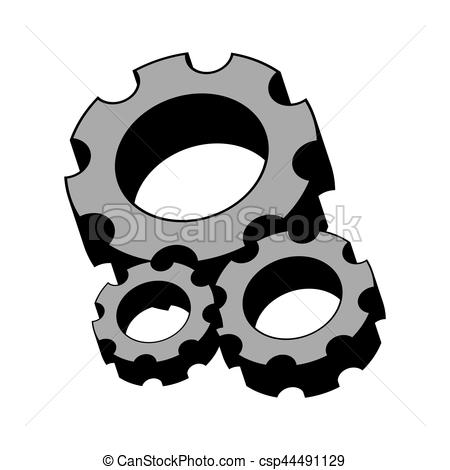 450x470 Grayscale Silhouette With Gear Wheels Set Vector Vector