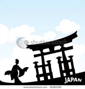 287x300 Art Image A Silhouette Of A Woman Underneath A Japanese Structure