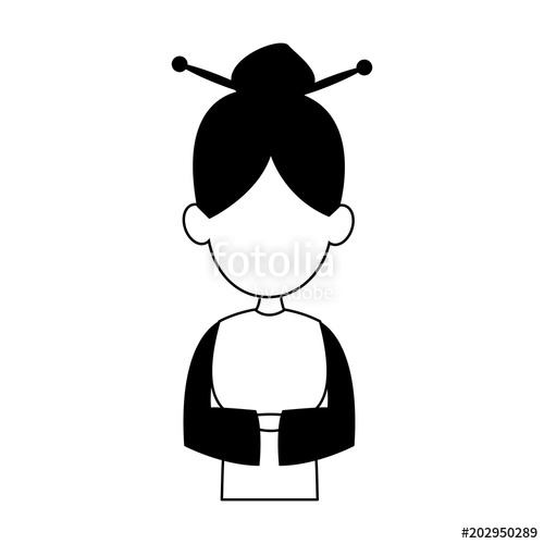 500x500 Beautiful Geisha Woman Cartoon Vector Illustration Graphic Design