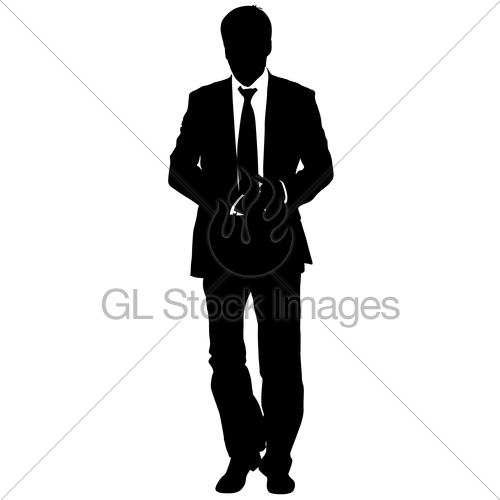 500x500 Silhouette Businessman Man In Suit With Tie On A White Ba Gl