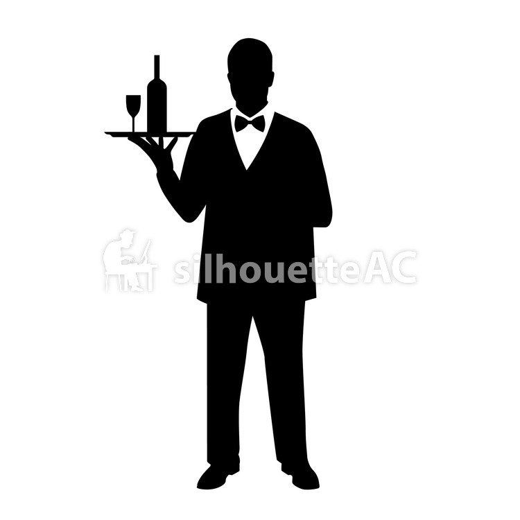 750x750 Free Silhouette Vector An Illustration, Waiter