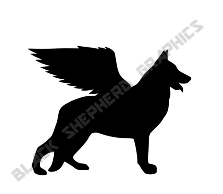 714x621 German Shepherd Angel Decal