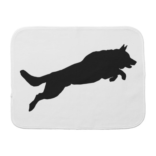 540x540 Jumping German Shepherd Silhouette Love Dogs Burp Cloth Zazzle.co.uk