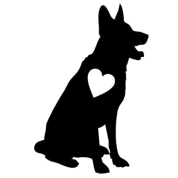 600x600 Sitting German Shepherd Heart Car Sticker The Top Dog Deals