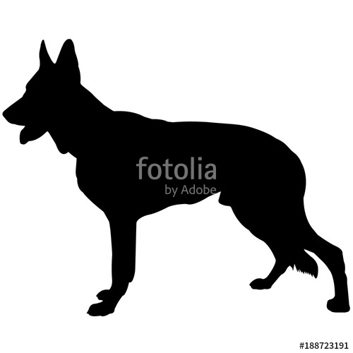 500x500 German Shepherd Dog Silhouette Vector Graphics Stock Image