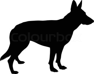 320x254 Black Silhouette Of German Shepherd Dog With White Heart Standig