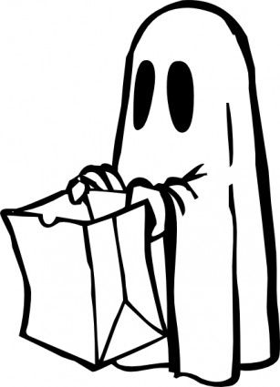 307x425 Ghost With Bag Black And White Clip Art Projects To Try
