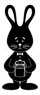 136x320 Gift Box Round, Black Silhouette, Isolated On White Stock Photo