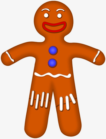 350x457 Funny Gingerbread Man, Lovely, Gingerbread, Cartoon Png Image