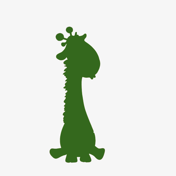 600x600 Cartoon Cute Green Giraffe Silhouette, Green, Giraffe, Sketch Png