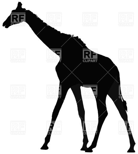 460x511 Black Silhouette Of Giraffe Royalty Free Vector Clip Art Image