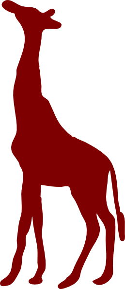 258x594 Giraffe Silhouette Dark Red Clip Art