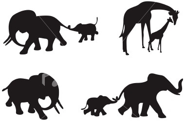 380x249 Mother And Baby Elephant Silhouette
