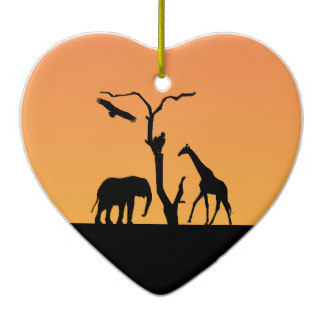 324x324 Elephant Giraffe Silhouette Sunset Gifts On Zazzle