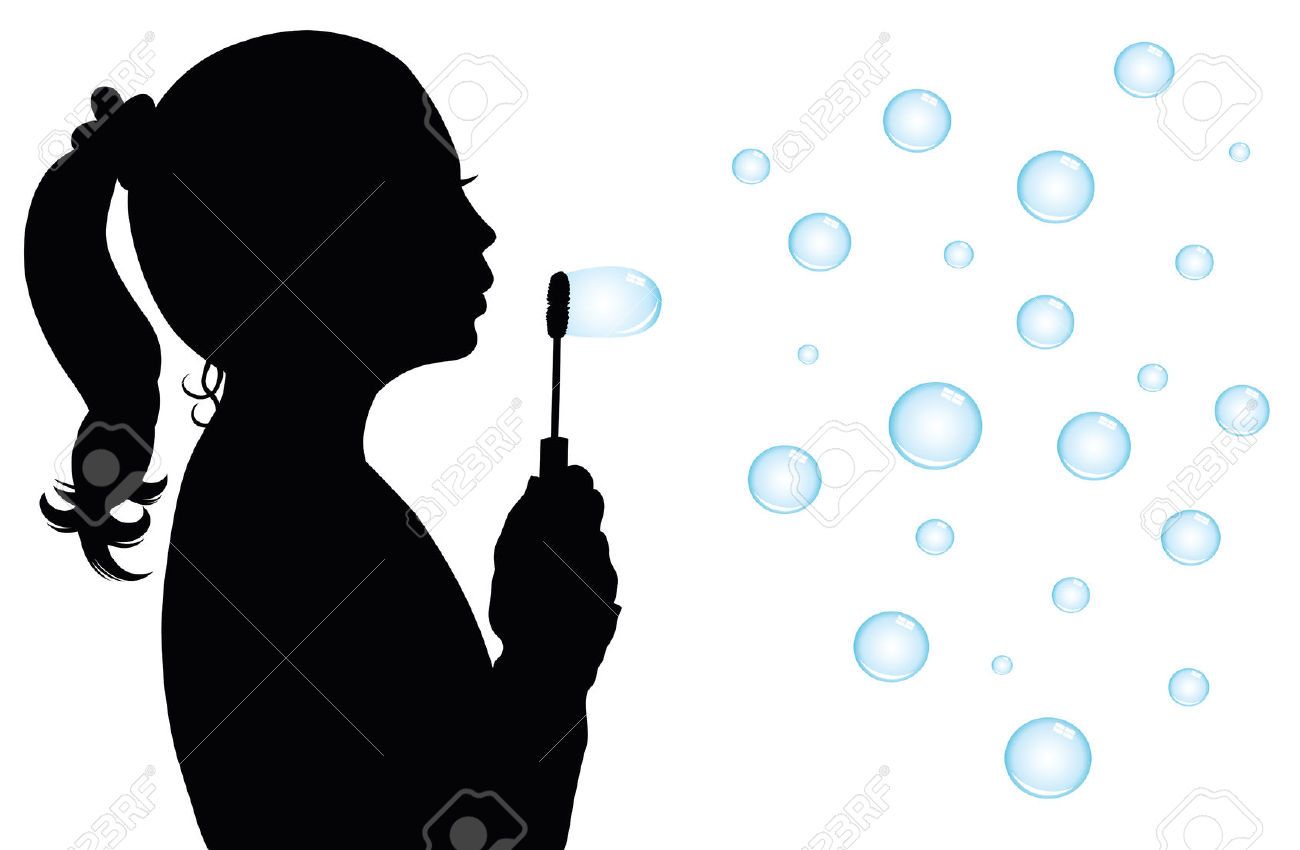 1300x850 A Silhouette Of A Young Girl Blowing Bubbles. Royalty Free