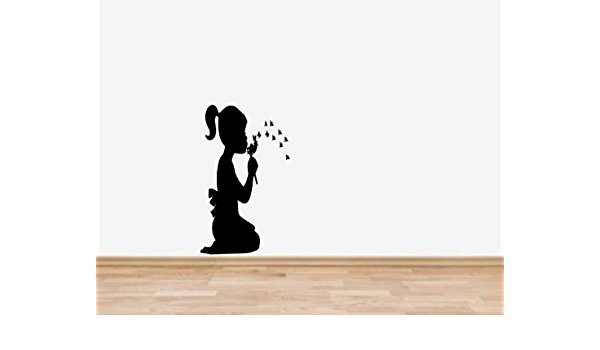 600x350 Banksy Style Girl Blowing Dandelion Silhouette Vinyl Wall Art