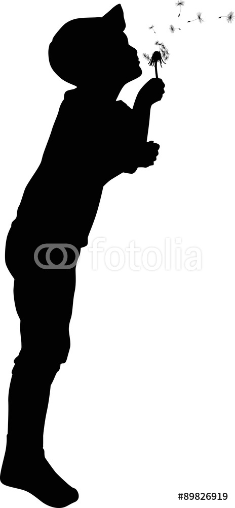 464x1000 Child Blowing On Dandelion Black Silhouette Wall Sticker Wall