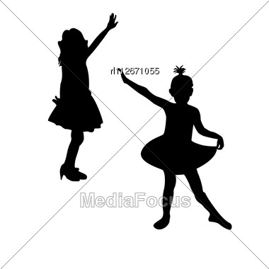 380x380 Stock Photo Little Girls Dancing Illustration Isolated Silhouettes