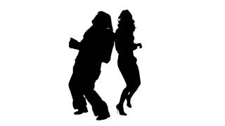 320x180 Silhouette Santa Claus With Beautiful Dancing Girl Stock Video