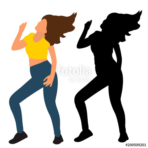 500x499 Silhouette In Color Clothes Girl Dancing Dance Stock Image