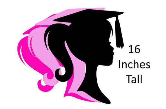 570x374 16 Inch Graduation Girl Silhouette Decoration Party Wall Sign