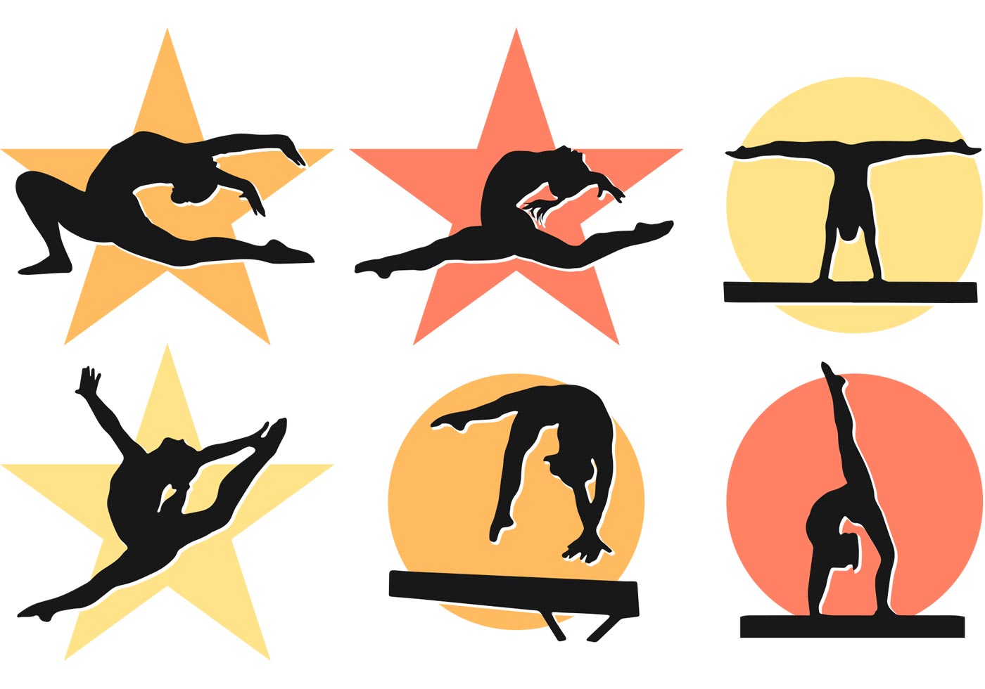 1400x980 Free Vector Women Girl Gymnastics Silhouettes Vectors
