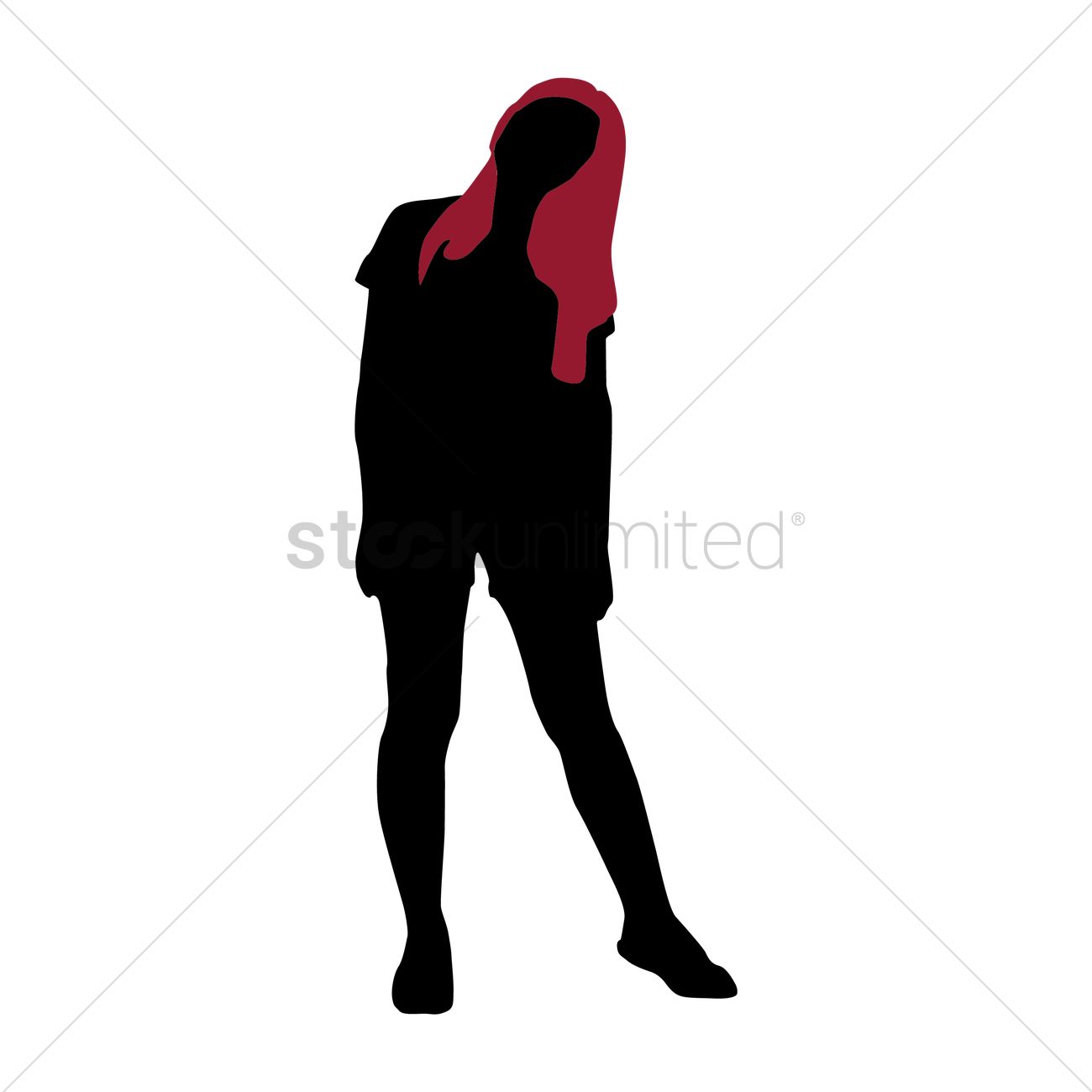 1300x1300 Silhouette Of Girl Standing With Tilt Head Vector Image